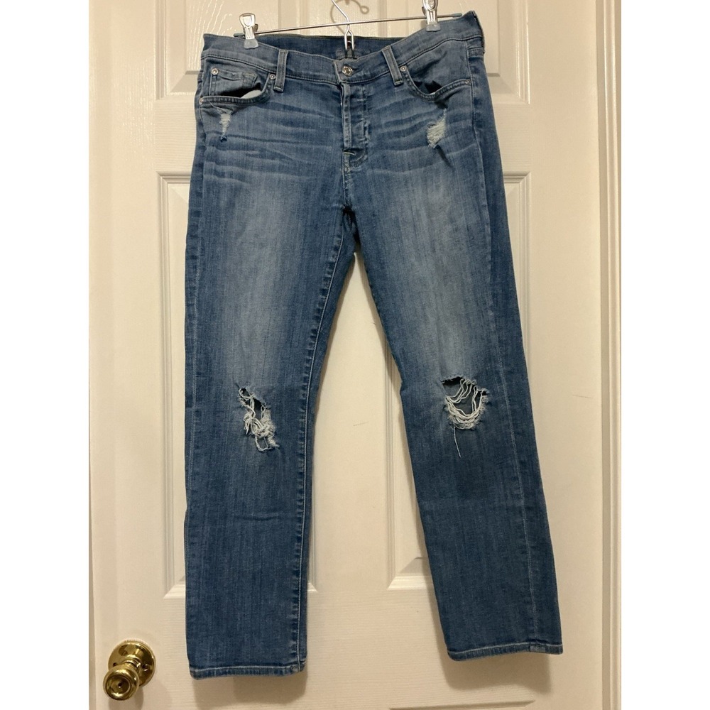 Seven 7 For All Mankind Jeans Josefina Skinny Boyfriend Distressed 27 Button Fly